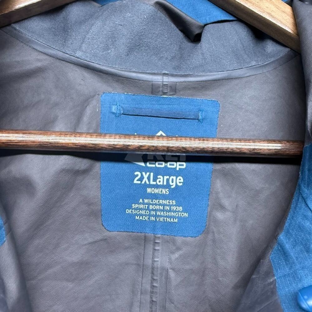 REI Rain jacket Women's 2XL Blue Full Zip Goretex Hooded Hood Waterproof Outdoor - Picture 7 of 13